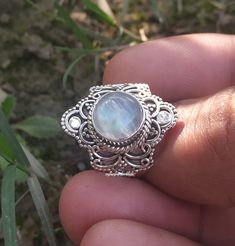 Moonstone Ring, Blue stone ring, Rear stone ring, One of a kind designer ring, Handmade ring, Moonstone jewelry, Rear stone ring, Handcrafted ring, One of a kind ring, BFF gifts, Handcrafted Jewelry, Round Stone ring, Natural gemstone ring, Silver ring, Silver Jewelry, Circle Stone Ring, Easter gift, Gemstone Jewelry Note: Only One Ring is available this is a rear stone.. Note: We customized the design according to your design and your Birthstone. Note nickle free silver ring Pure 925 sterling s Round Stone Ring, Ring Blue Stone, Rainbow Moonstone Jewelry, Big Stone Ring, Gemstone Ring Silver, Soldered Jewelry, Ring Moonstone, Blue Stone Ring, Natural Gemstone Ring