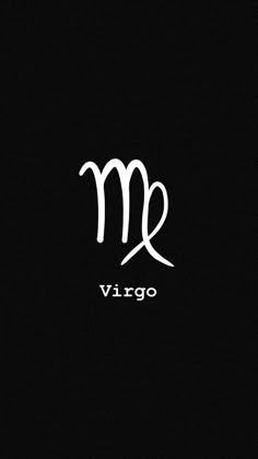 the zodiac sign virgo is written in white on a black background, and it appears to be an astrological symbol