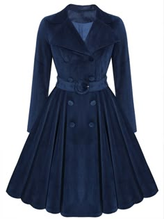 Navy blue 1950s Velvet Long Coat | Retro Stage Carmen Dell'orefice, Retro Stage, 1950s Skirt, Plus Size Navy, Vogue Vintage, Retro Coat, Professional Style, Blue Coat, Standard Dress