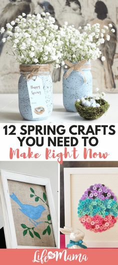 two vases with flowers in them and the words spring crafts you need to make right now