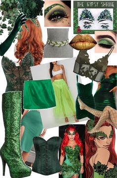 a collage of green and gold clothing, shoes, and accessories for st patrick's day