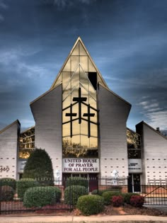 a church with a cross on the front