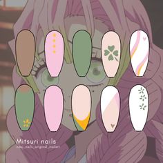 #mitsuri #mitsurikanroji #anime #animenails #nails #nailart #naildesign #acrylic Pink Tip Nails, Nail Art Disney, Matte Nails Design, Grunge Nails, Basic Nails