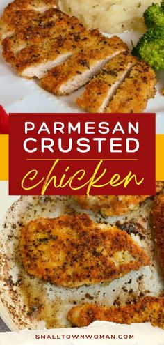 PARMESAN CRUSTED CHICKEN, weeknight dinner recipes, family dinner ideas for tonight Parmesan Crusted Chicken Meal, Healthy Cheap Chicken Recipes, Breaded Chicken On Blackstone, Chicken Recipes Quick And Easy, Parmesan Breaded Chicken, Breaded Parmesan Chicken, Parmesan Panko Crusted Chicken, Old Fashioned Dinner Ideas, How To Make Breaded Chicken