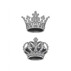 two crowns are shown in black and white