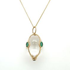 14kt yellow gold quartz egg with four oval emeralds. Chain sold separately. Luxury Bohemian Oval Jewelry, Luxury 22k Gold Oval Jewelry, Luxury Bohemian Oval Gemstones, Luxury Contemporary Oval Jewelry, Contemporary Luxury Oval Jewelry, Luxury Oval Fine Jewelry Gemstones, Luxury Hammered Oval Pendant Jewelry, Luxury Traditional Oval Jewelry, Luxury 14k Gold Oval Emerald Necklace