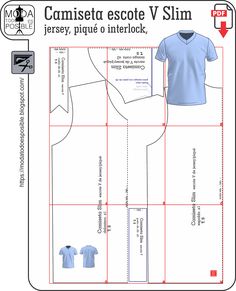 the front and back view of a shirt pattern