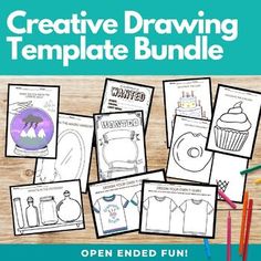 the creative drawing template bundle is open ended and ready to be used for children's art