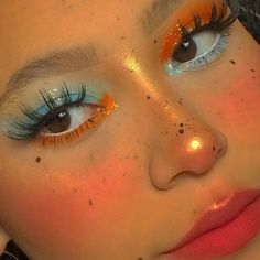 Indie Aesthetic Makeup, 2020 Indie, Orange Makeup, Teal And Orange, Edgy Makeup