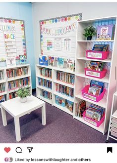 the children's library is clean and ready to be used for their next class