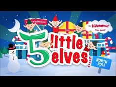 the logo for five little elves is shown in front of a snowman and christmas decorations