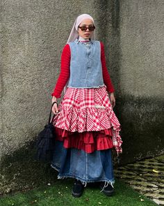 it‘s getting closer to weekend 🤝🏼🤝🏼🤝🏼 have a wonderful Fridaay from Ms. Krabs here 🦀 outfit deetz: denim top —— @callie.cotton plaid dress as a skirt —— @simonerocha_ denim skirt —— thrifted red skirt —— thrifted shoes —— @vans bag —— @dear__soesan . . . . . . . . outfit rotation. outfit repeater. layering style. modest fashion. semi maximalist. multiway fashion. casual look. vintage clothing. secondhand fashion. outfit inspo. style inspiration. spongebob inspired. mr krabs inspo. krab... Future Wardrobe