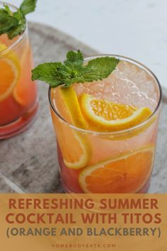 refreshing summer cocktail with tios orange and blackberry