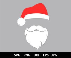 santa hat with beard and mustache svg