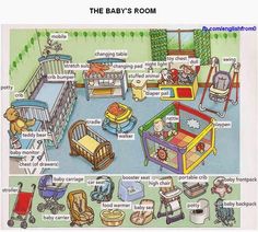 the baby's room is labeled in several different languages