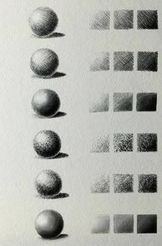 a drawing of different shapes and sizes of balls