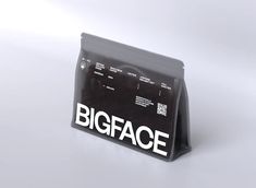 a black bag with the word bigface printed on it's front and side