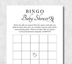 a printable baby shower game with the words'blingo baby shower '