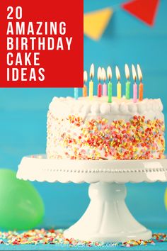 a birthday cake with white frosting and colorful sprinkles on the top