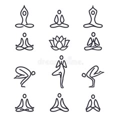 set of yoga icons in line style on white background stock photo edit now for more