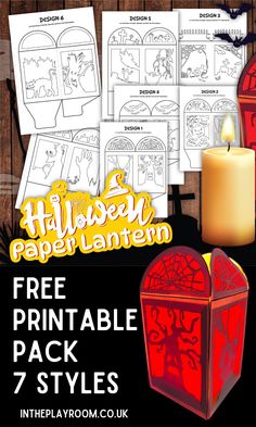 halloween paper lantern with free printable pack 7 styles for children to color and decorate