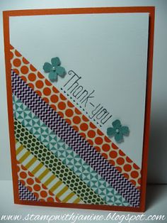 a thank you card made with stampin's colorful strips and clover dies