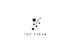 the logo for the vinum is black and white with dots on it, as well as an arrow