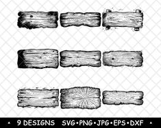 wood planks clipart set with 9 designs svng, png, eps - dxf