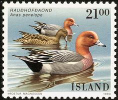 a stamp with two ducks in the water