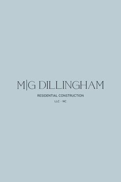 the logo for mcgill dillingham residential construction, lll - n c on a blue background