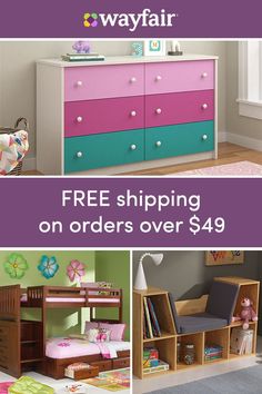 kids's furniture with the words, free shipping on orders over $ 499