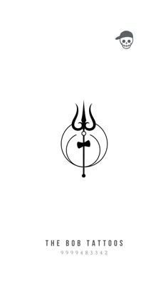 the bob tattoos logo is shown in black and white, with a demon's head on