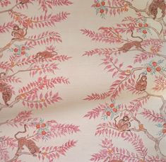 Monkey and Tiger Grasscloth Wallpaper in Dawn – Krane Home Monkey Print Wallpaper, Grasscloth Wallpaper Powder Roombathroom, Grasscloth Wallpaper Bedroom, Dining Room Pink, Fantastic Wallpapers, Kids Room Furniture, Wallpaper Gallery, Old Wall, Grasscloth Wallpaper