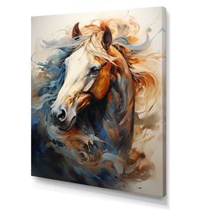 a painting of a horse with long hair on it's face and head is shown