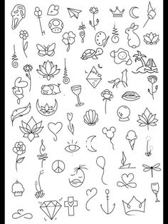 a black and white drawing of different designs on a sheet with the word love written in it