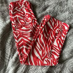 Shein Red Zebra Pants Never Worn Size Xs Kept In Smoke Free / Pet Free Home Zebra Pants, Zebra Pant, Shein Pants, Red Jumpsuit, Pink Pants, Pants Color, Pants Outfit, Pant Jumpsuit, Red White