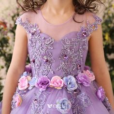 Dresses Lilac, Kids Pageant, Long Flower Dress, Purple Tulle, Children Party