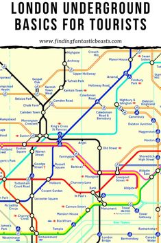 the london underground map for tourists with text overlaying it that reads, london underground basics