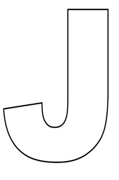 the letter j in black and white with an outline for it to be used as a coloring