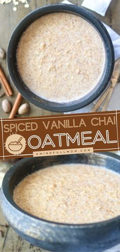 two bowls of spiced vanilla chai oatmeal