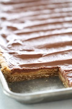 a close up of a chocolate dessert on a pan