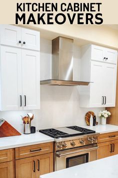 the kitchen cabinet makeovers are easy to do with just a few basic materials, including cabinets and drawers