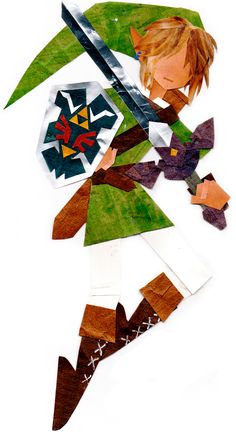 a paper cut out of the legend of zelda