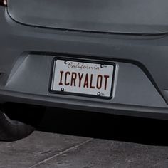 the license plate on the back of a car reads, california icrysalot