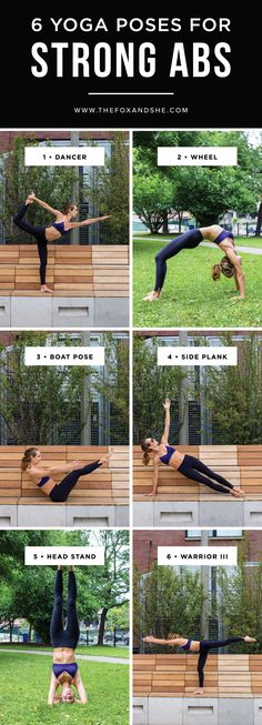 a woman doing yoga poses for strong abss