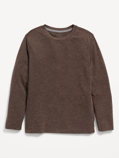 Softest Long-Sleeve Solid T-Shirt for Boys | Old Navy Basic Brown Long Sleeve T-shirt, Basic Long Sleeve Crew Neck Top For Fall, Stretch Crew Neck Long Sleeve Top For Fall, Fall Crew Neck Long Sleeve Top, Casual Long Sleeve T-shirt For Winter, Fall Crew Neck Tops With Double-needle Sleeve, Stretch Brown Long Sleeve Tops, Brown Long Sleeve Casual Sweatshirt, Solid Long Sleeve Tops For Fall