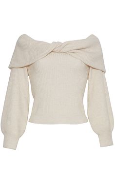 The Salma Top is an ultra-luxurious wardrobe essential, crafted in a lush cashmere blend rib knit. Lantern sleeves add volume to the fitted silhouette, while the draped, twisted neckline offers sophistication and elegance. 70% Wool, 30% Cashmere Ribbed knit Twist off the shoulder neckline Lantern sleeves This garment is special and might stretch over time if hung. To preserve its shape, we recommend taking extra care and folding.