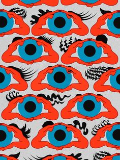 an image of a pattern with red and blue eyes