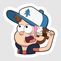 a cartoon character with an angry look on his face, holding a baseball cap over his head