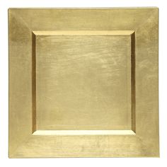 an empty gold square plate on a white background